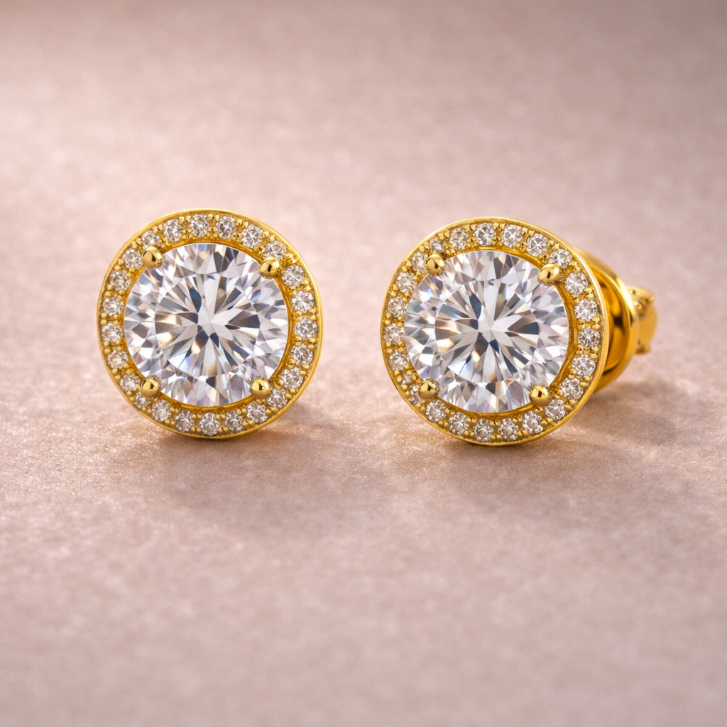 Solitaire Studs 3 Carat with Halo