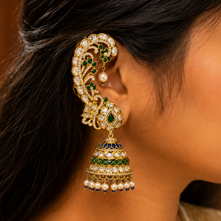Feather Crown Ear Cuff Earrings
