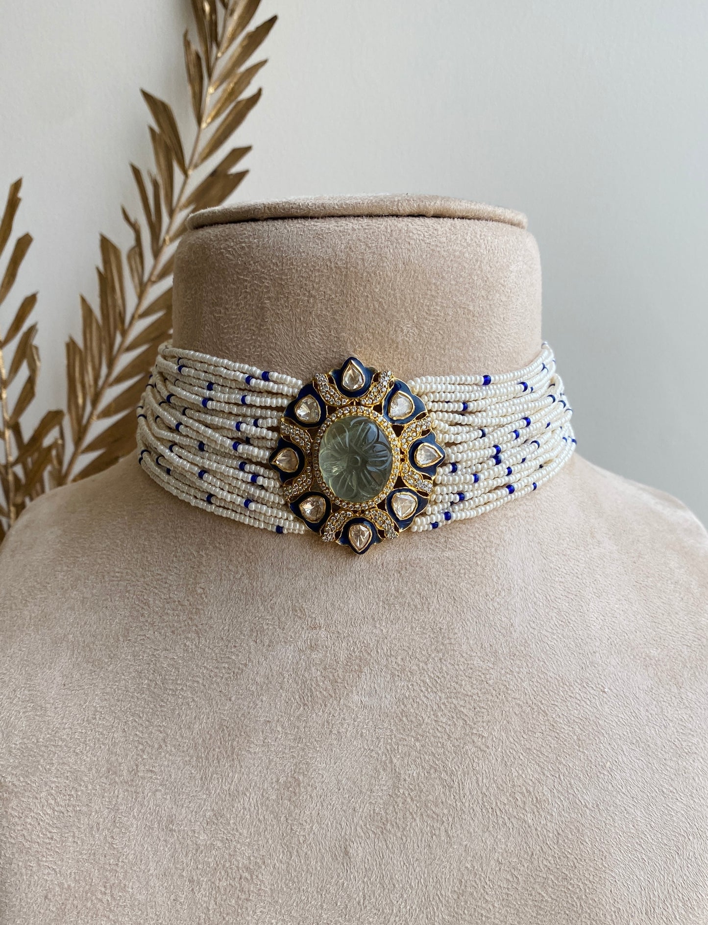 Royal Green Fluorite Enameled Choker