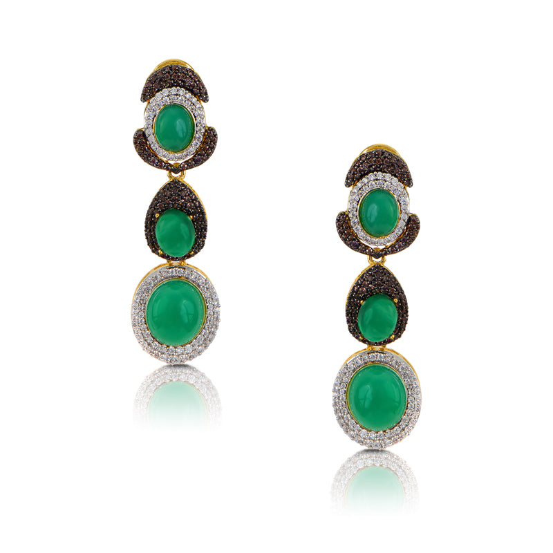 Emerald green and Black Sapphire earrings