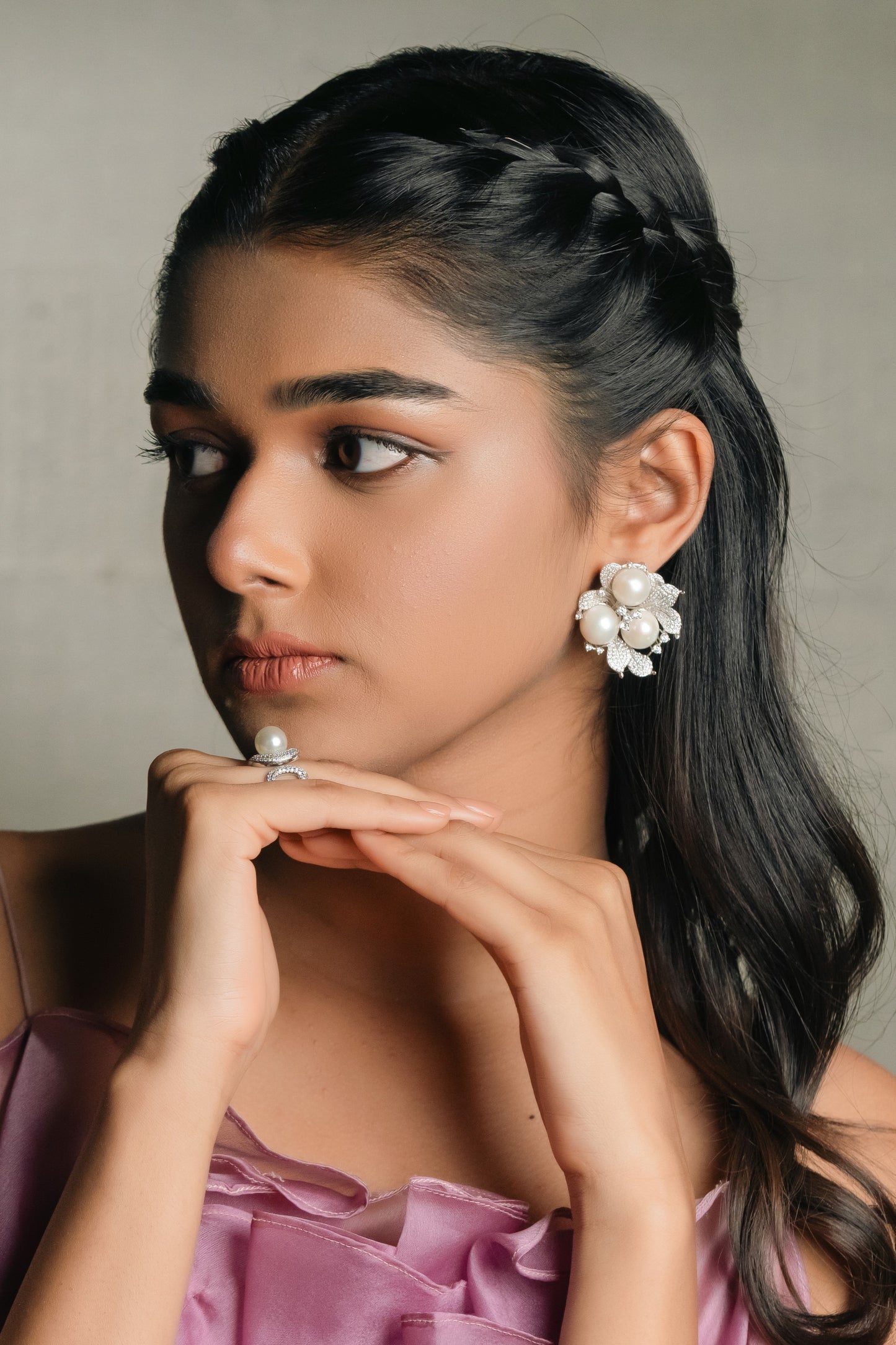 Treble Pearl Silver Studs