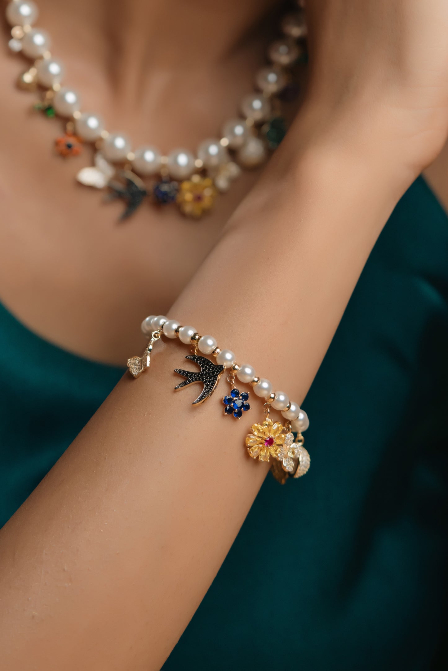 Pearl charm bracelet