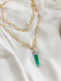 2 lines links chain with pencil emerald