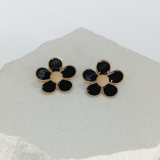 Black flower studs