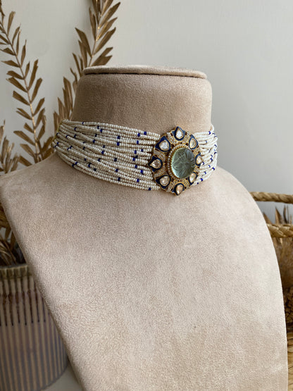 Royal Green Fluorite Enameled Choker