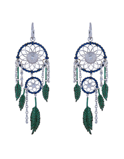Blue Green Dreamcatcher Earrings