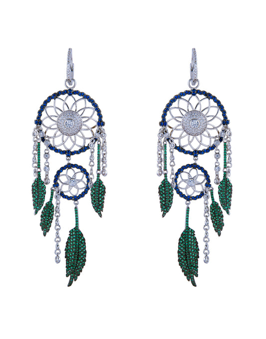 Blue Green Dreamcatcher Earrings