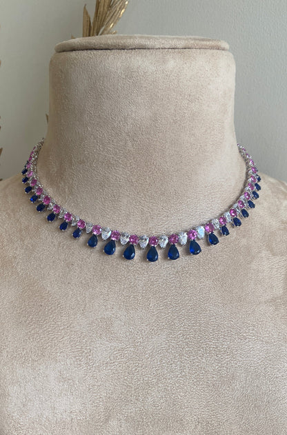 Pink and Blue Sapphire Necklace