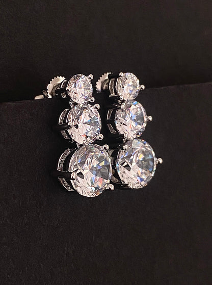Tiered Solitaire Earrings