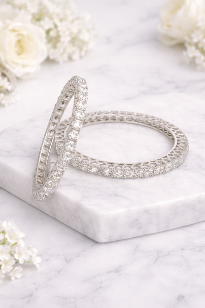 925 Silver- 50 Pointers Pair of Bangles
