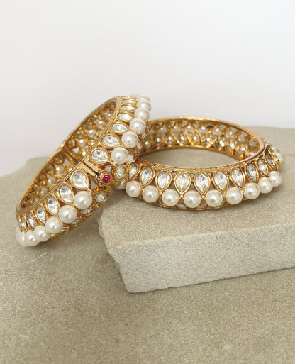 Pearls and Kundan Openable Bangles