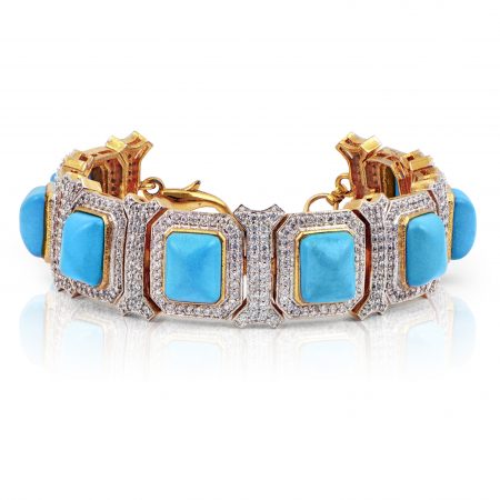 Gold finish Turquoise blue bracelet