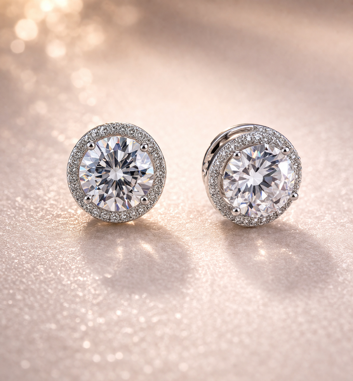 Solitaire Studs 3 Carat with Halo
