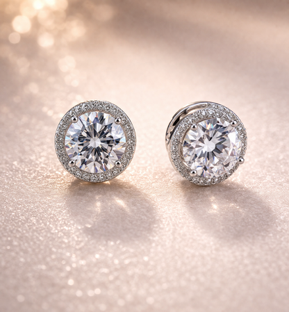 Solitaire Studs 3 Carat with Halo