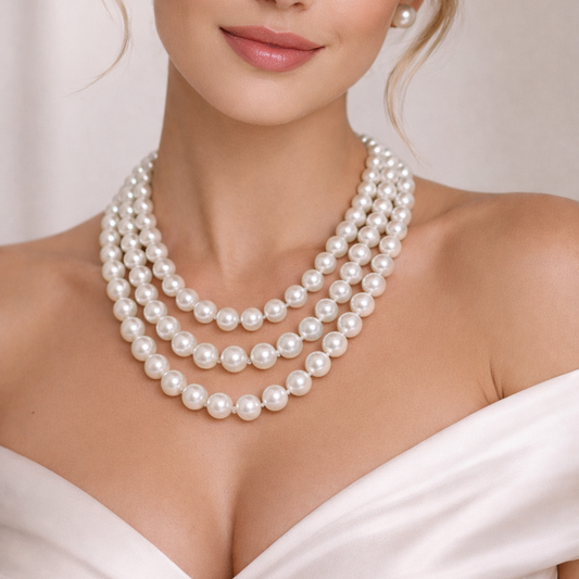 3 Line Pearl Necklace