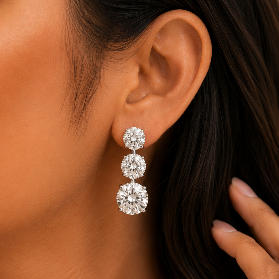 Tiered Solitaire Earrings