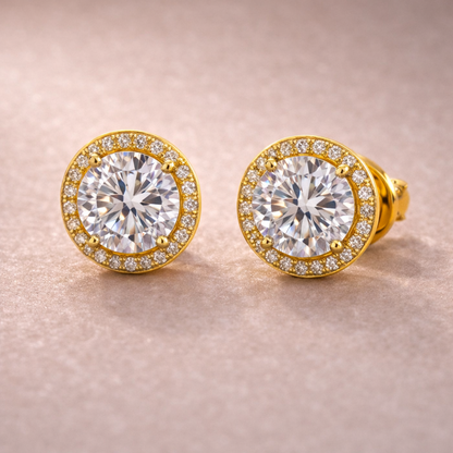 Solitaire Studs 3 Carat with Halo
