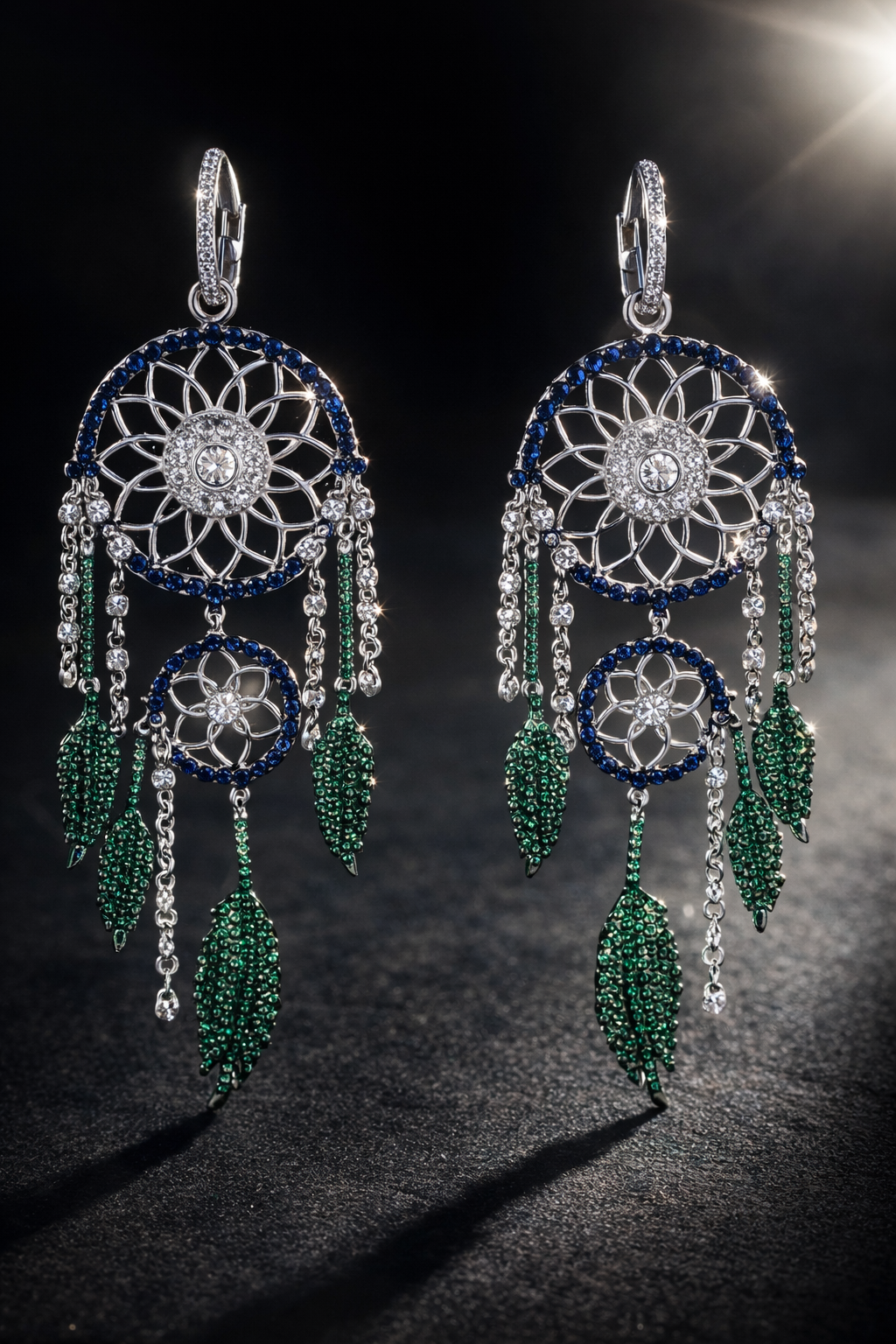 Blue Green Dreamcatcher Earrings