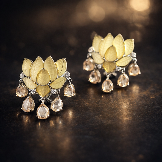Vintage Yellow Lotus Earring
