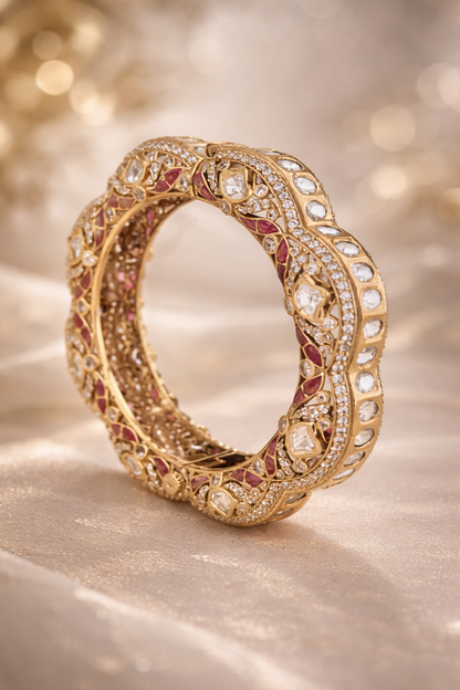Textured Heritage Gold Bangles (Size 2.2)