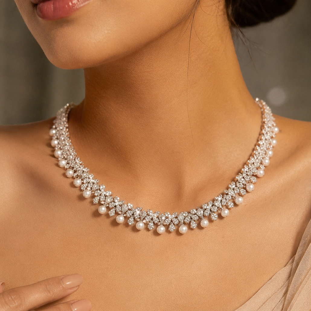 Pearl Veil Necklace Set