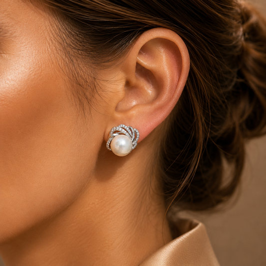 Ivory Halo Studs