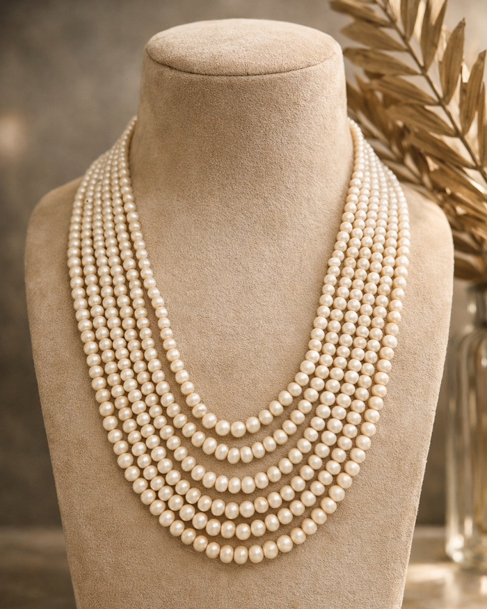 Fresh Water Pearl 6 lines Mala