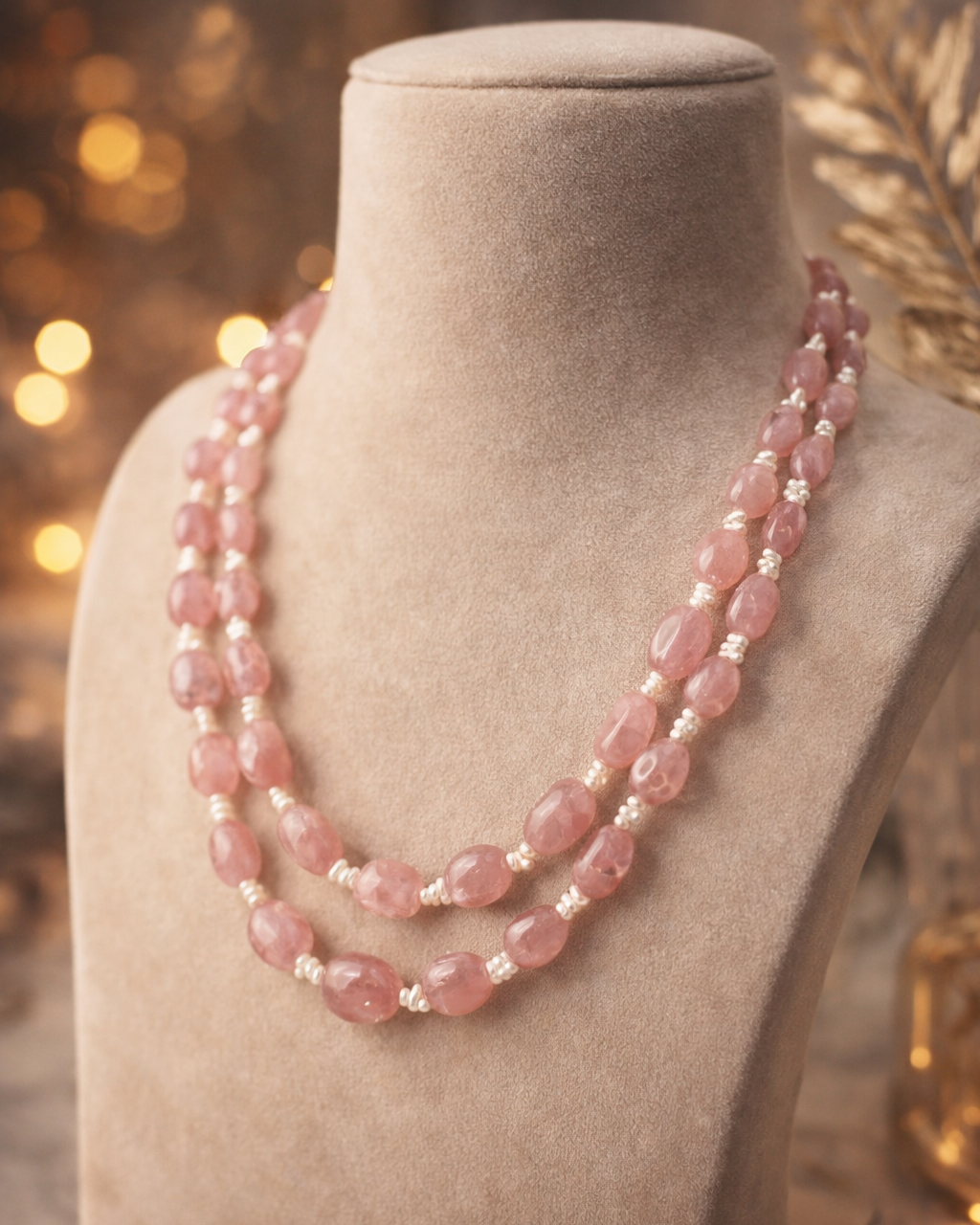 Fresh Water Pearl & Morganite 2 Line