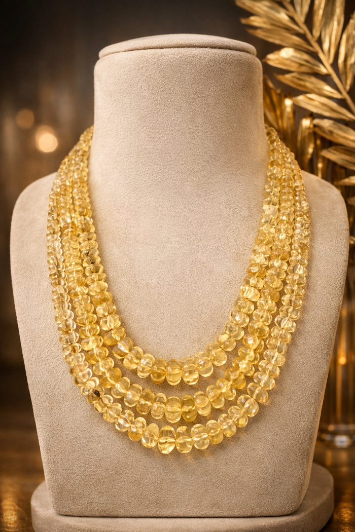 Natural Citrine 3 lines Mala