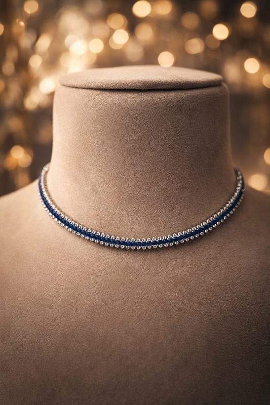 Sapphire Dainty Choker Set