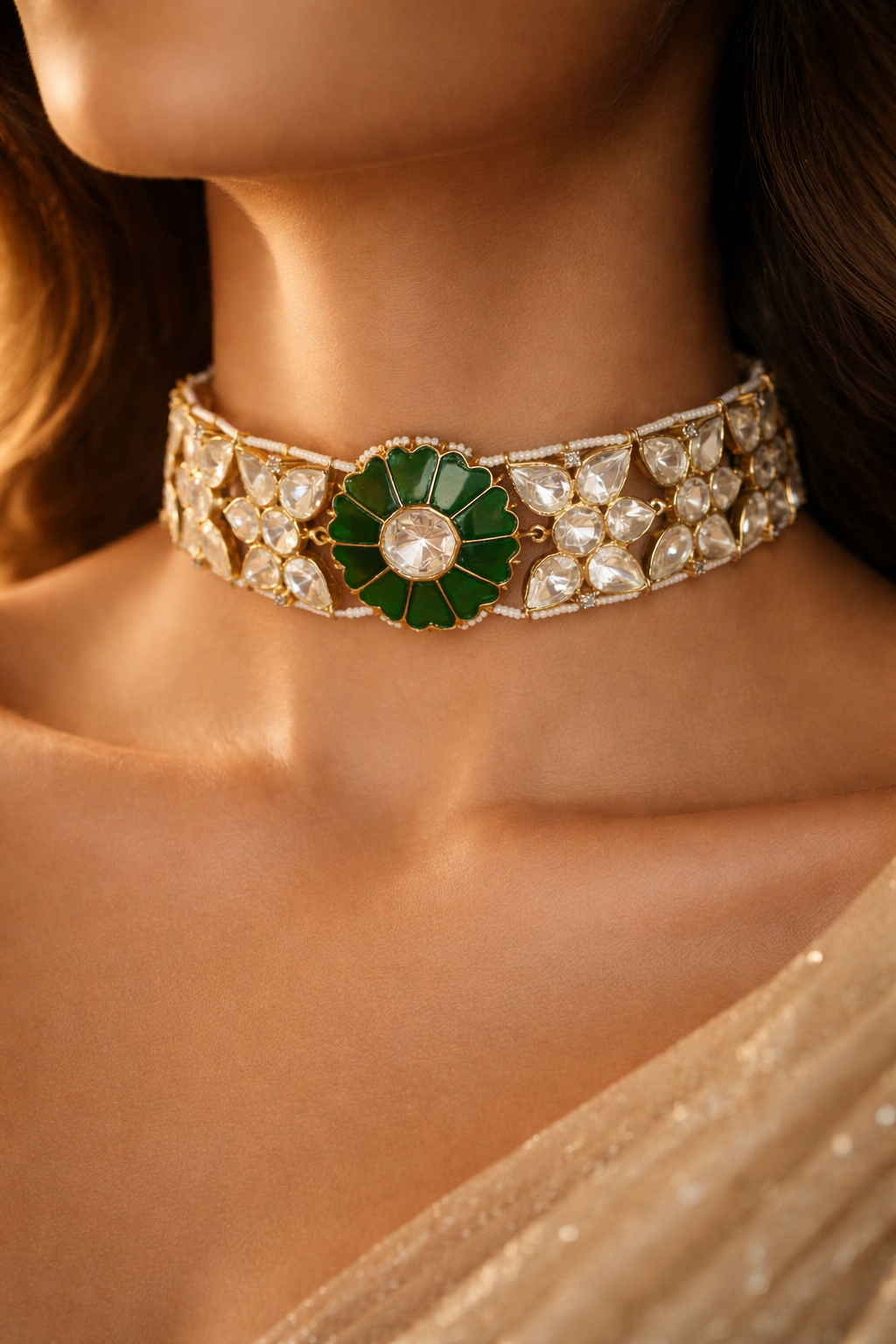 Polki petals choker set