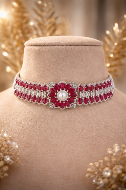 Rouge Petal Choker Set