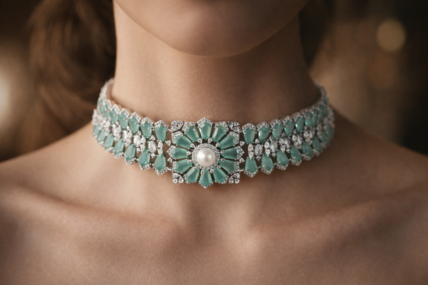 Aqua Bloom Choker Set