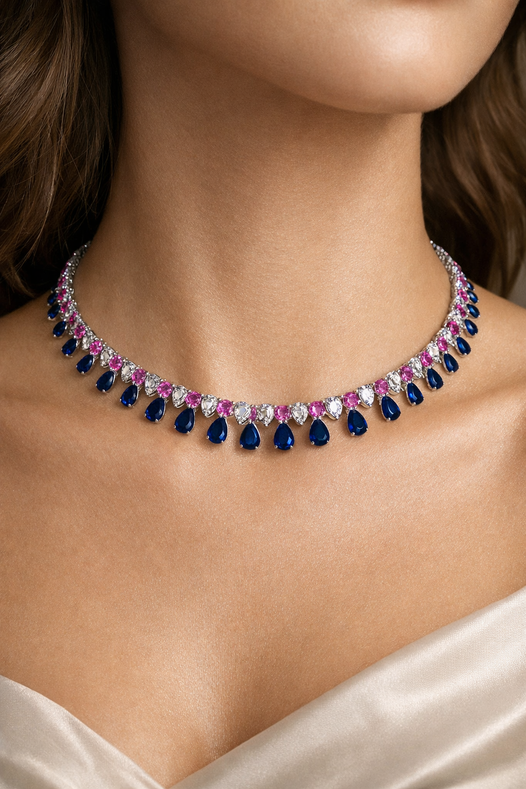 Pink and Blue Sapphire Necklace