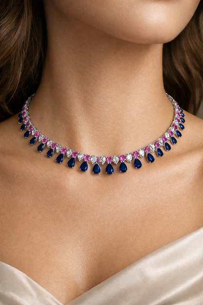 Pink and Blue Sapphire Necklace