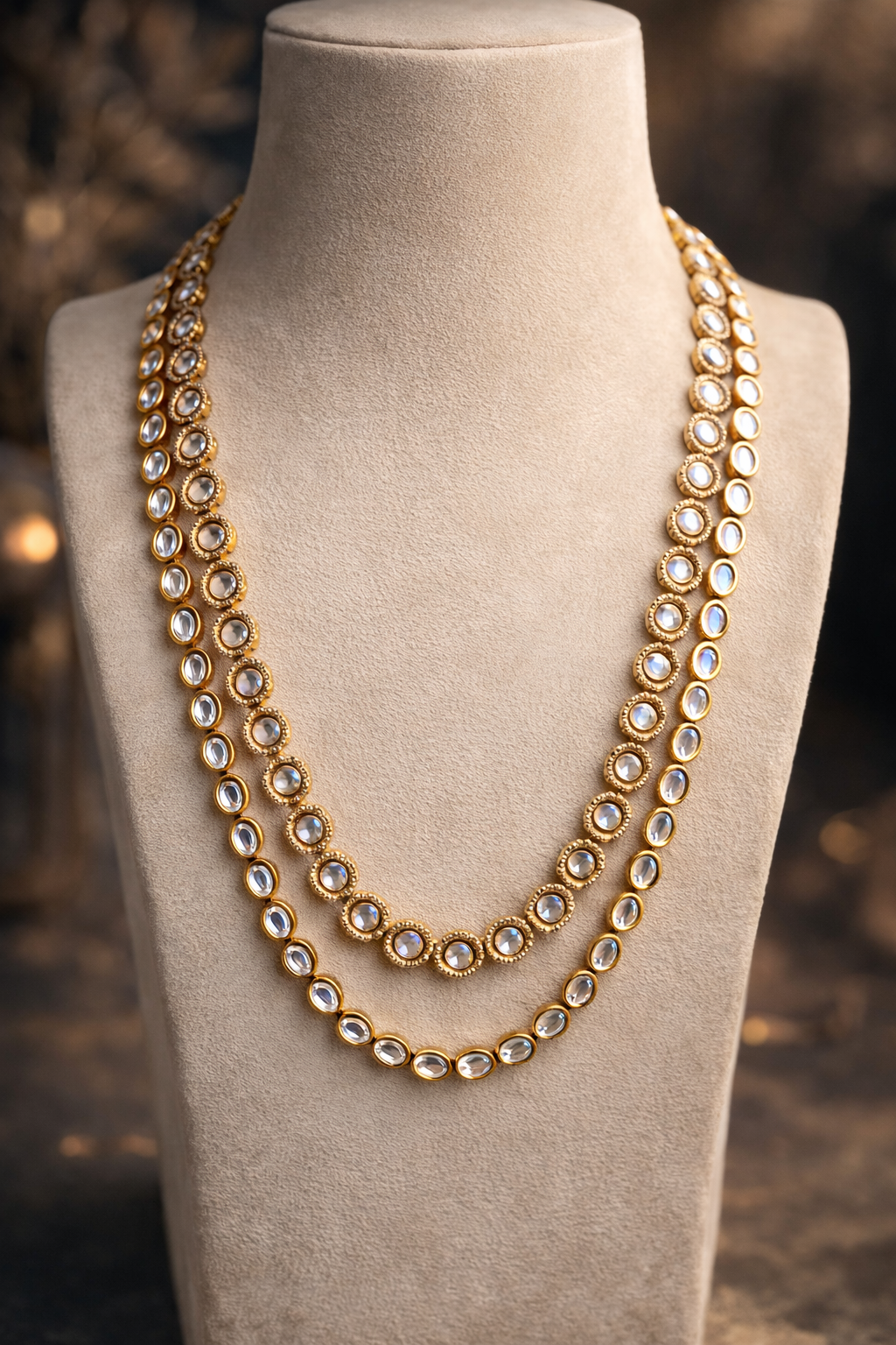Mahesh Keshwala in Long 2 lines Kundan Necklace