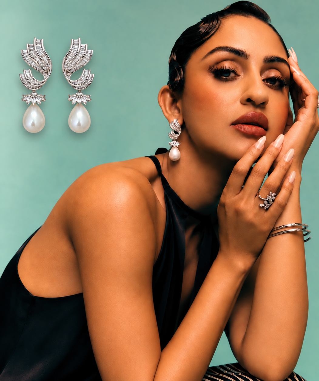 Krystle D'Souza in Blush Whisper Earrings