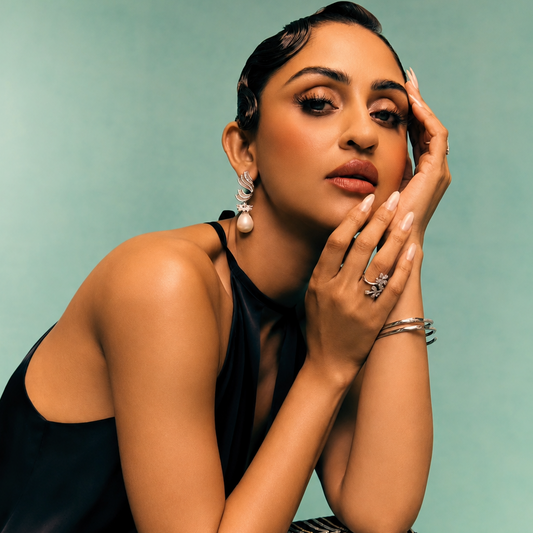 Krystle D'Souza in Blush Whisper Earrings