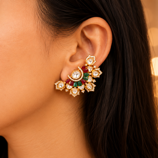 Kundan Bloom Ear Cuffs