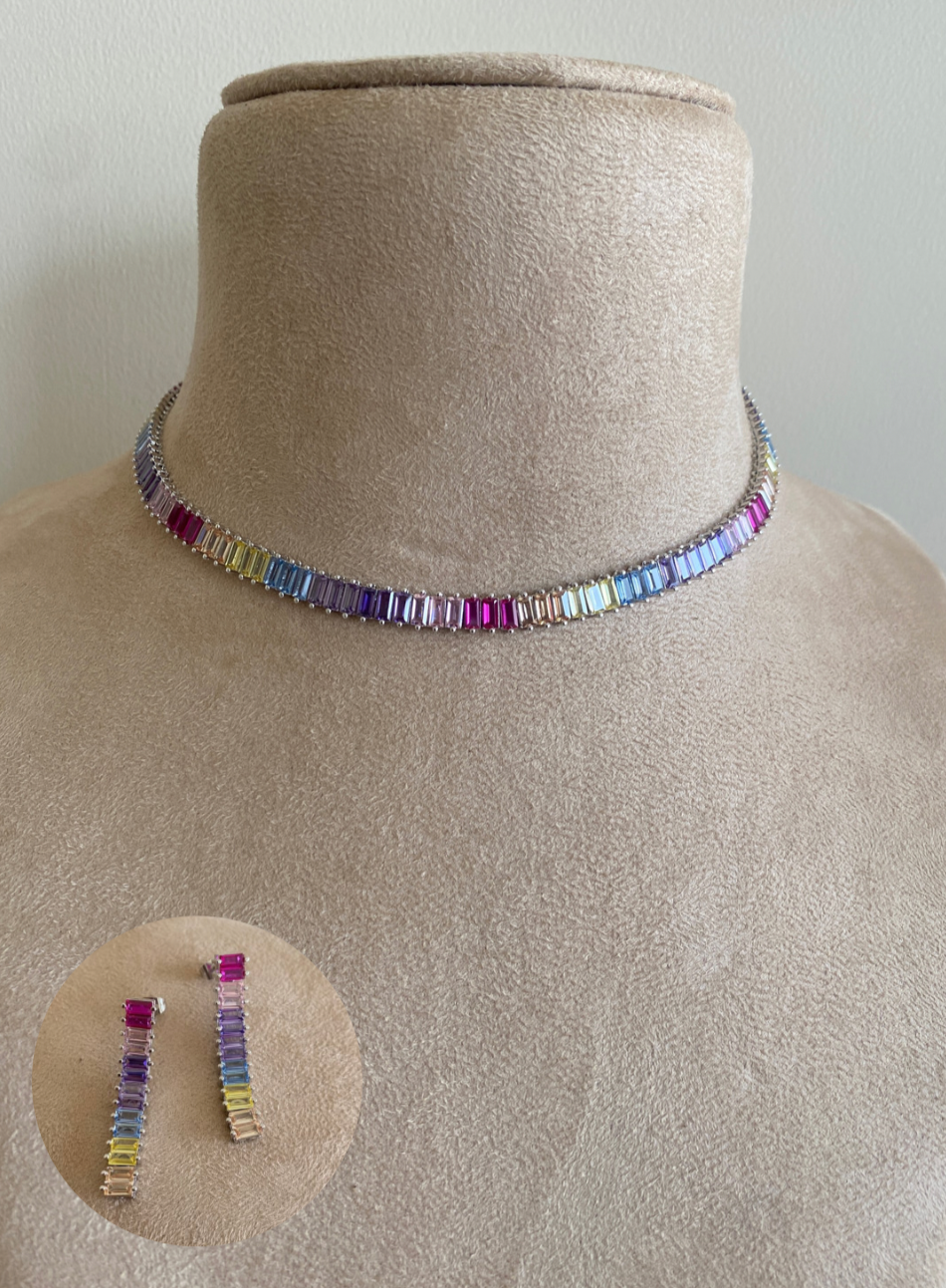 Delicate Rainbow Necklace Set