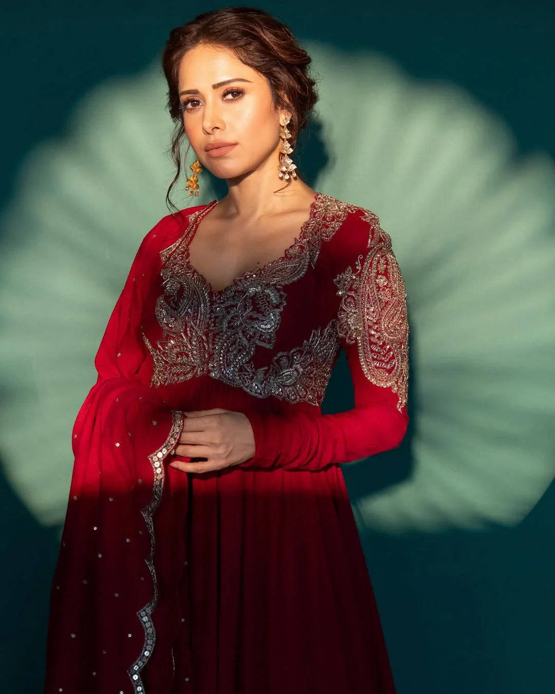 Nushrratt Bharuccha in Pankhuri Earrings