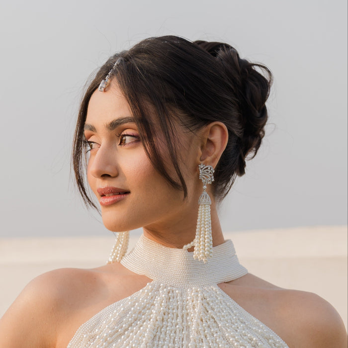 Janki Bodiwala in Pearl Wings Earrings