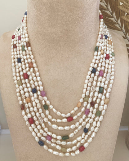 Navratna & Fresh Water Pearl 7 line
