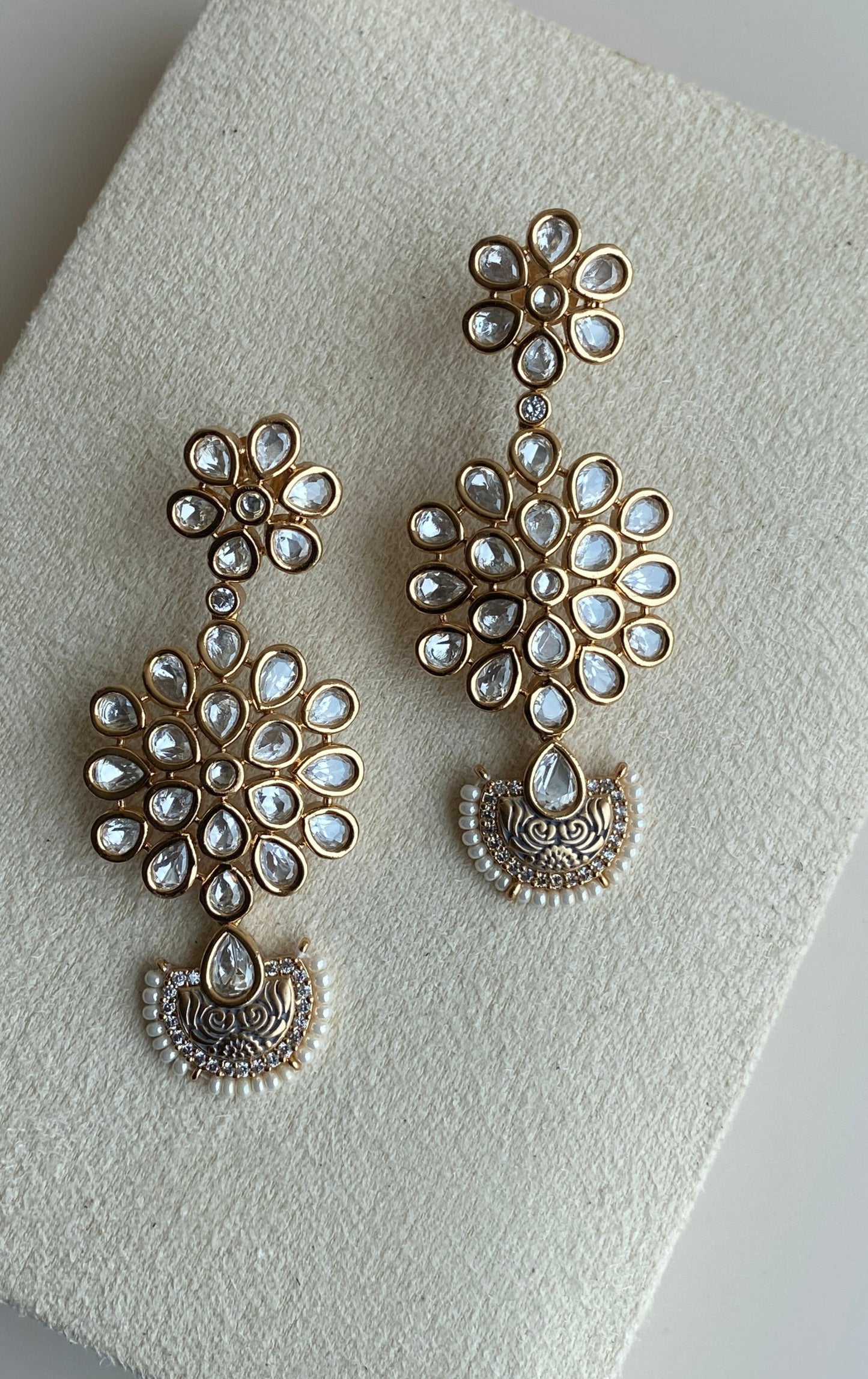 Long floral kundan single line set