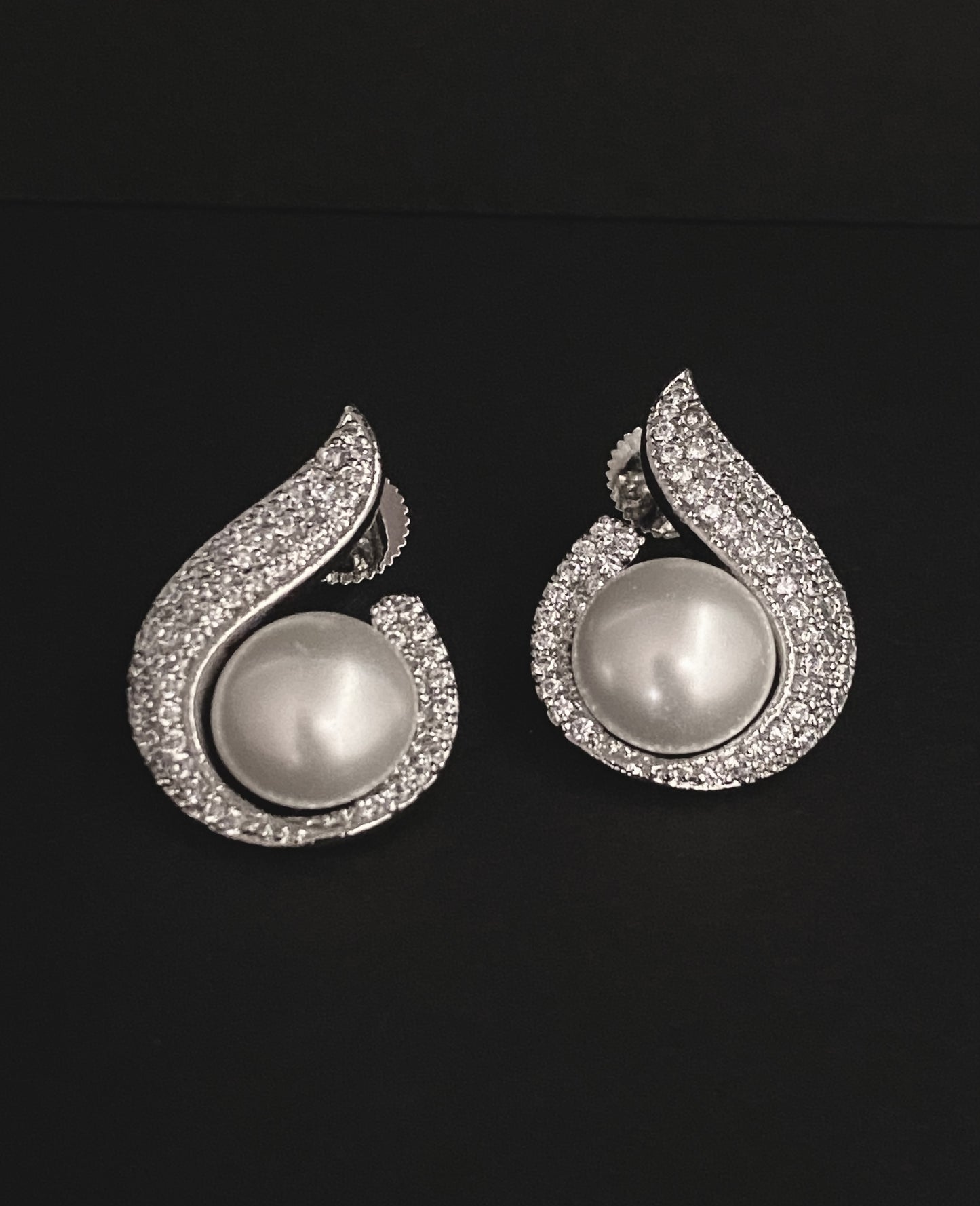 Crescent Pearl Studs