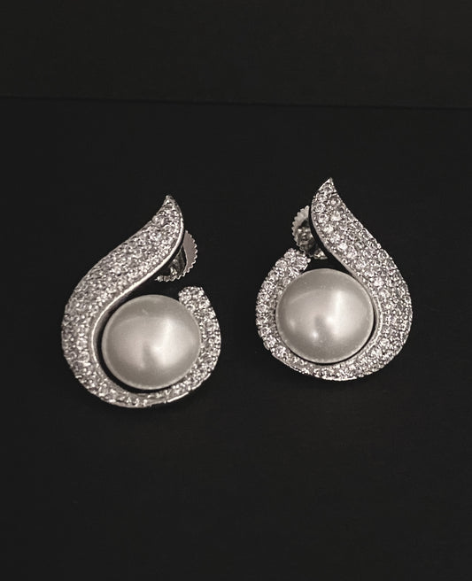 Crescent Pearl Studs