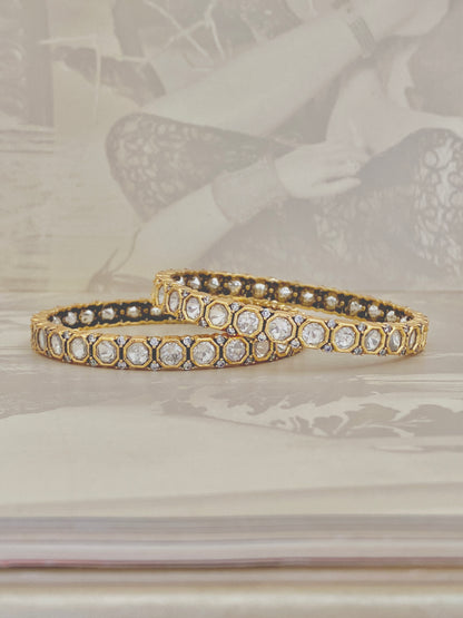 Classic Edge Gold Bangles (For Pair)