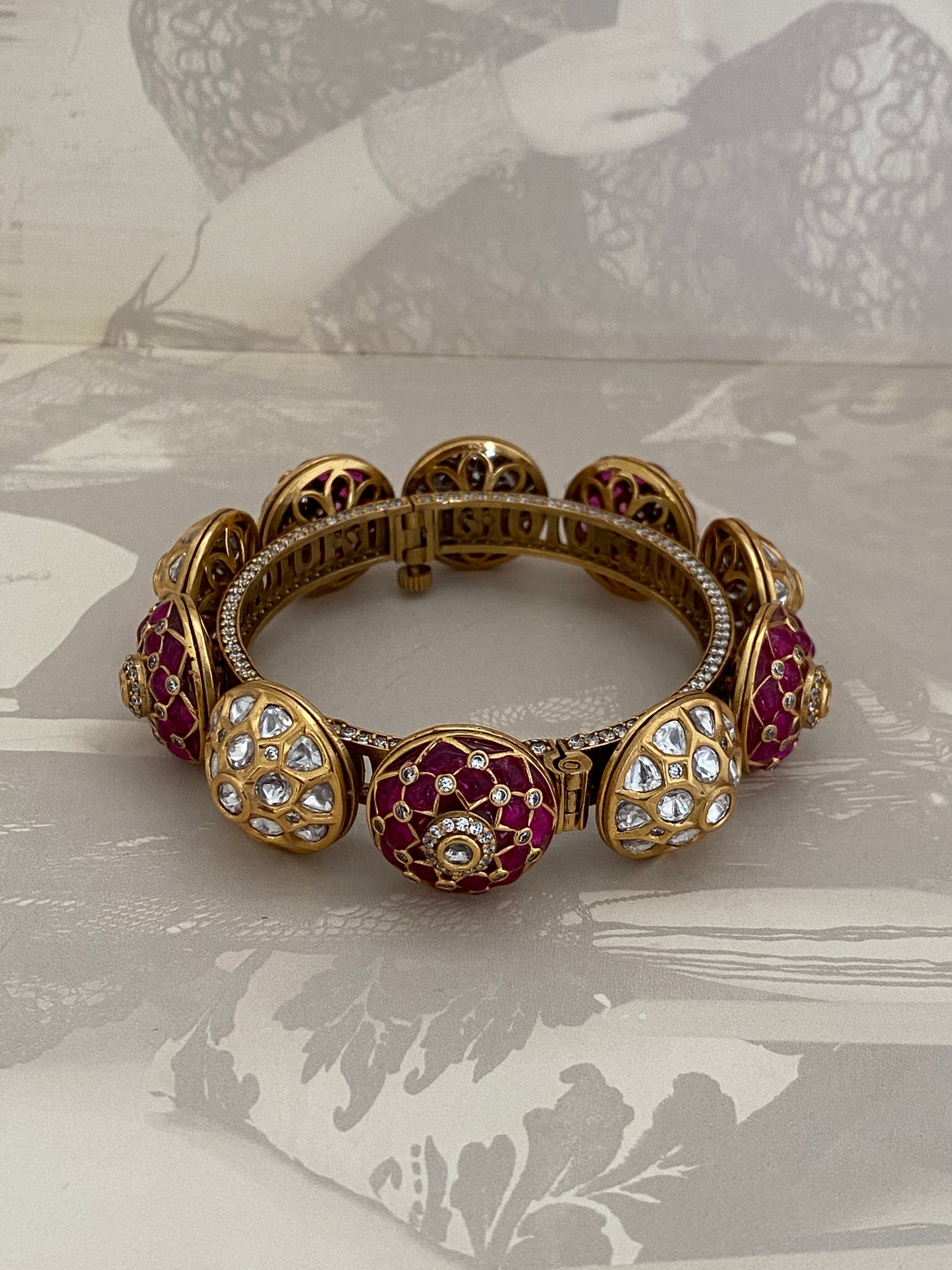 Royal Floral Design Gold Bangle (Size 2.2)