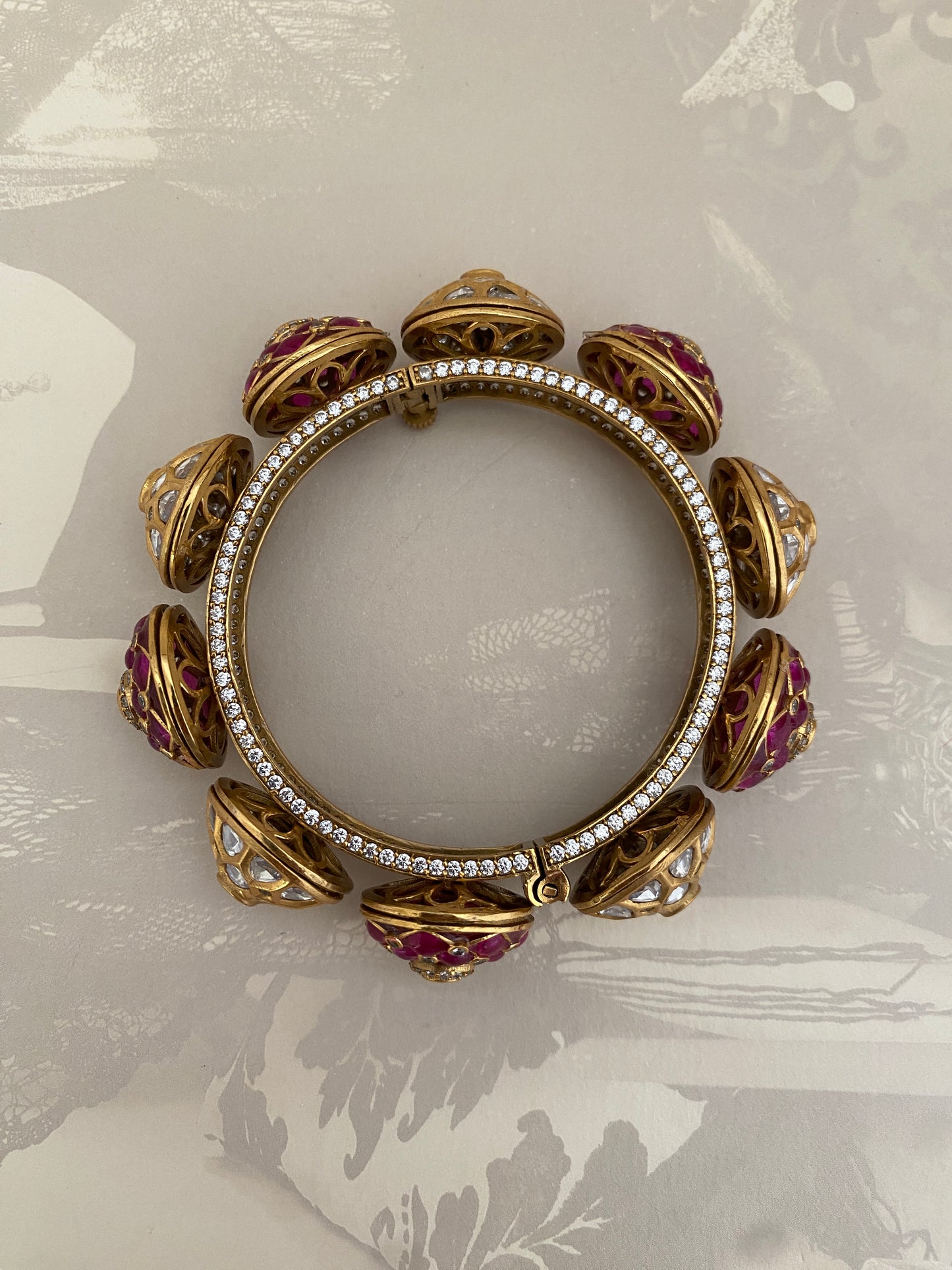 Royal Floral Design Gold Bangle (Size 2.2)