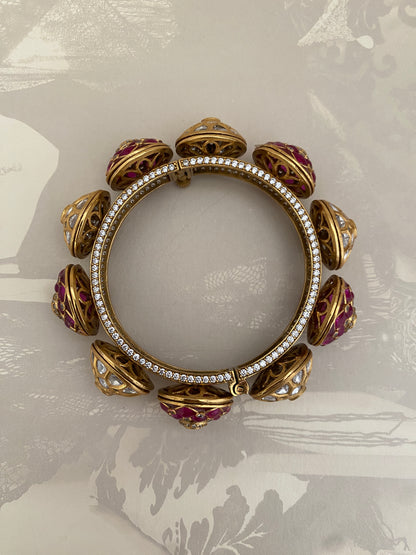 Royal Floral Design Gold Bangle (Size 2.2)